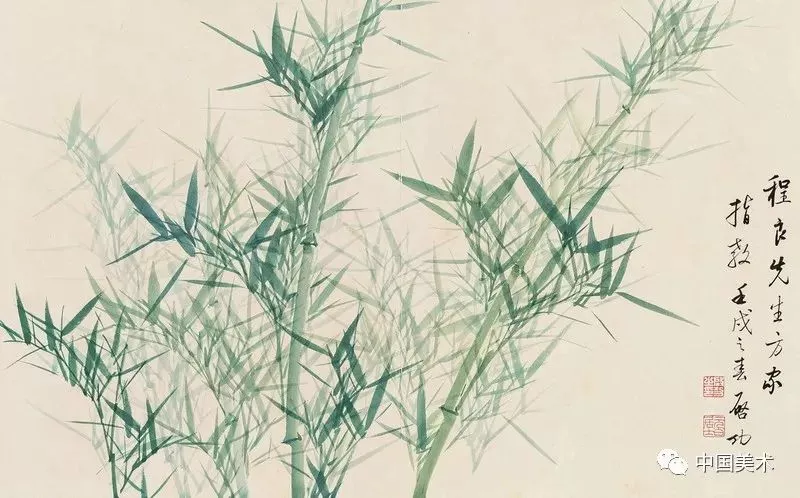 启功的竹子，多以书法之笔入画，明净无尘，